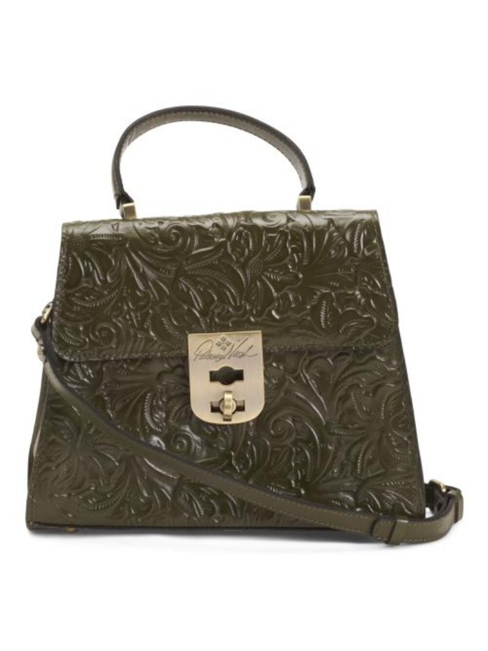 PATRICIA NASH Leather Chauny Tooled Satchel With Shoulder Strap